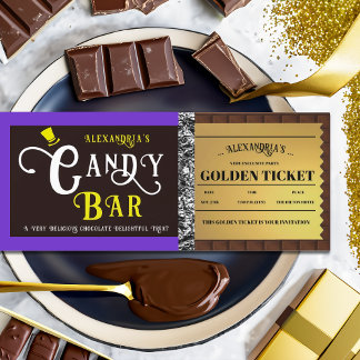 Gepersonaliseerde Snoep Bar Golden Ticket Uitnodig