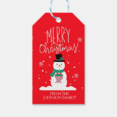 Gepersonaliseerde Snowman Christmas Gift Label Cadeaulabel (Voorkant)