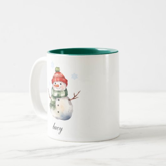 Gepersonaliseerde Snowman Kerst Mok (Voorkant links)