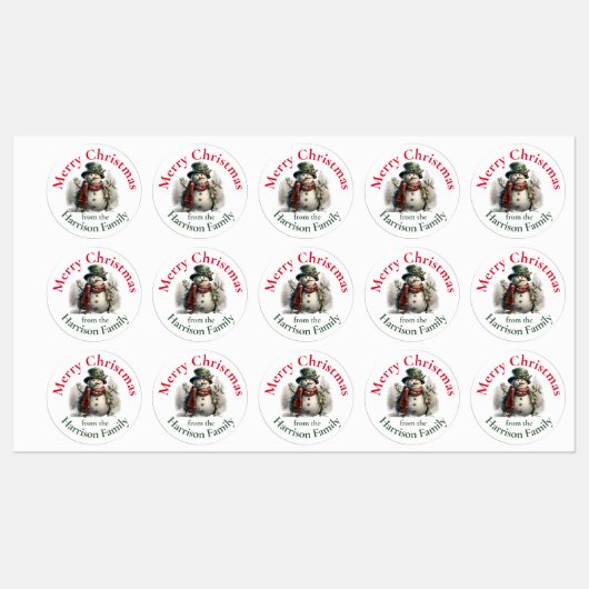 Gepersonaliseerde Snowman kerstwensen Labels (Vel)