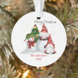 Gepersonaliseerde Snowmen Gnomes Kerstmis Ornament