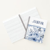 Gepersonaliseerde Soft Classic Blue Floral Journal Notitieboek (Binnen)