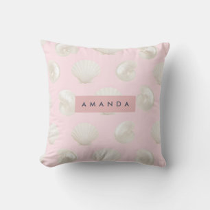 Gepersonaliseerde Soft Pastels Seashell Patroon Kussen