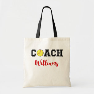 Gepersonaliseerde softbal coach team tote bag