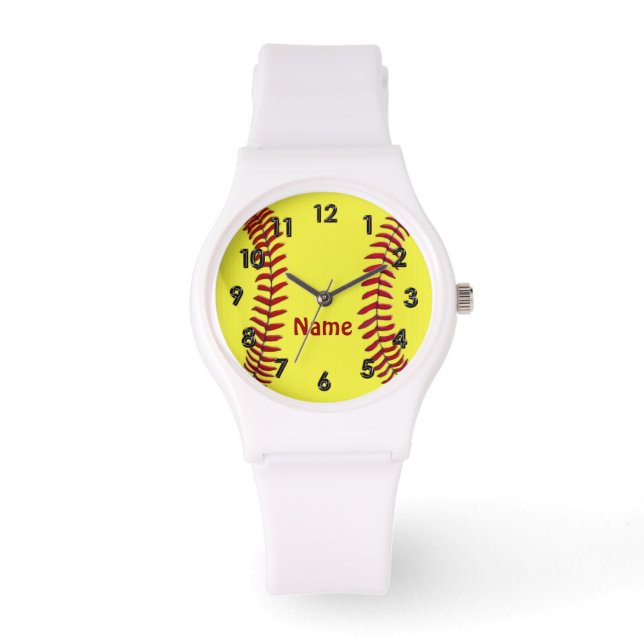 Gepersonaliseerde Softball Horloges met JOUW NAAM (Voorkant)