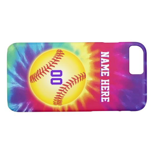 Gepersonaliseerde Softball iPhone hoesjes met Jouw (Achterkant (Horizontaal))