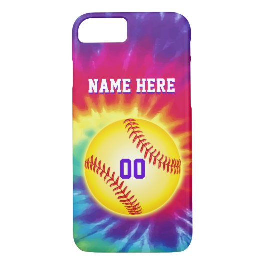 Gepersonaliseerde Softball iPhone hoesjes met Jouw (Achterkant)