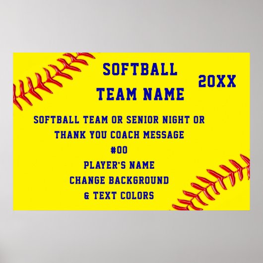 Gepersonaliseerde Softball-Posters, Hoger Softball Poster (Voorkant)