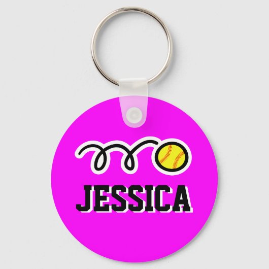 Gepersonaliseerde softball sleutelhanger voor kind (Voorkant)