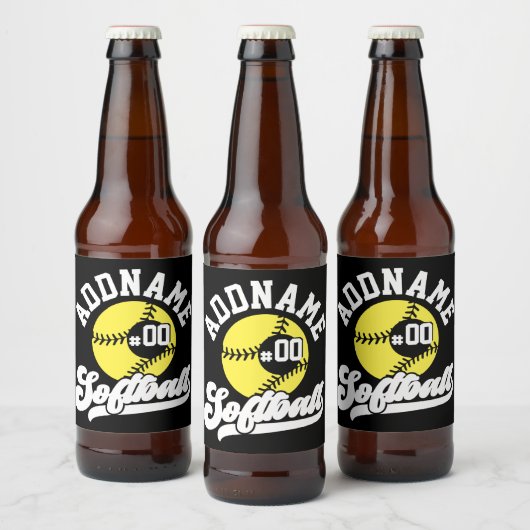 Gepersonaliseerde Softball Speler VOEG NAAM TOE Re Bier Etiket (Flessen)