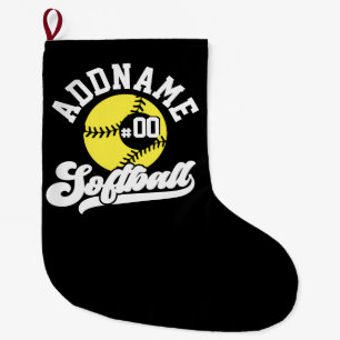 Gepersonaliseerde Softball Speler VOEG NAAM TOE Re Grote Kerstsok