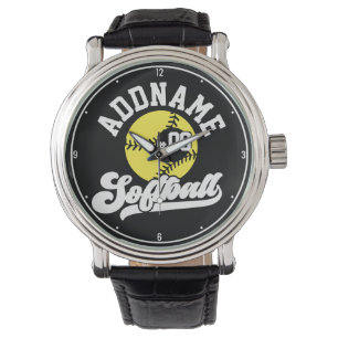 Gepersonaliseerde Softball Speler VOEG NAAM TOE Re Horloge