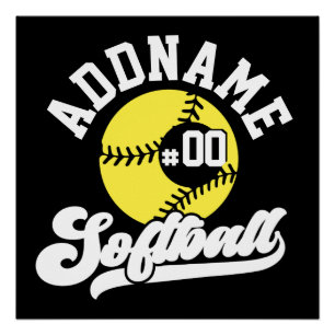 Gepersonaliseerde Softball Speler VOEG NAAM TOE Re Perfect Poster