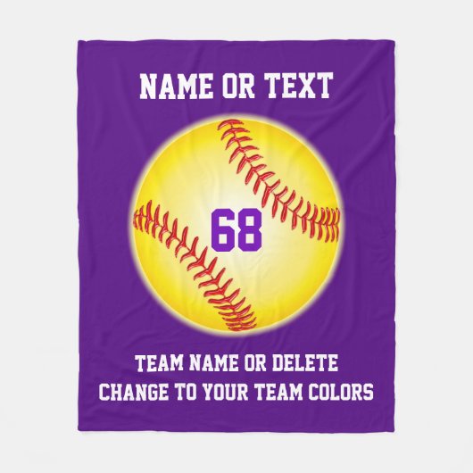 Gepersonaliseerde Softball Team geeft Jouw tekst, Fleece Deken (Voorkant)