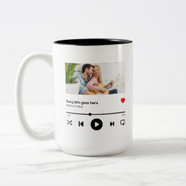 Gepersonaliseerde Song Album Foto Music Lover Tweekleurige Koffiemok