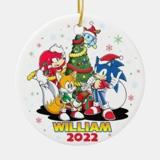 Gepersonaliseerde Sonic Ornament, Kerstmis 2022 Keramisch Ornament