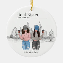 Gepersonaliseerde Soul Sister-kerstcadeaus Keramisch Ornament