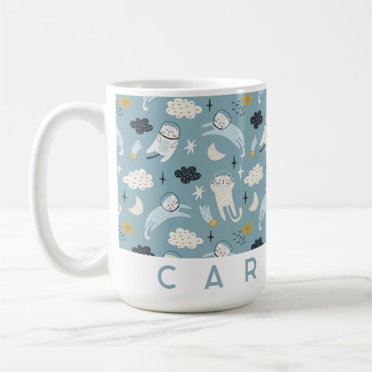 Gepersonaliseerde Space Cats Mok | Schattigee aang (Links)