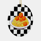 Gepersonaliseerde Spaghetti Pun Kerstmis Keramisch Ornament (Rechts)