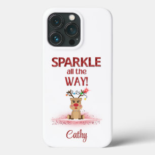 Gepersonaliseerde Sparkle All Way Rendier iPhone 13 Pro Hoesje