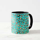 Gepersonaliseerde Sparkly Glittery Turquoise Luipa Mok (Voorkant rechts)