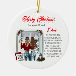 Gepersonaliseerde Speciale Beste Vriend Kerstmis Keramisch Ornament
