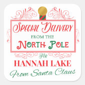 Gepersonaliseerde speciale levering Kerstmis Vierkante Sticker (Voorkant)