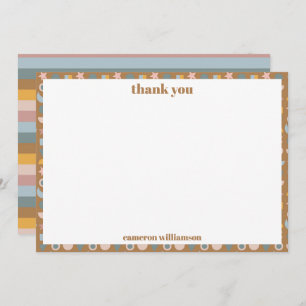 Gepersonaliseerde speelse retro aards Baby shower Bedankkaart