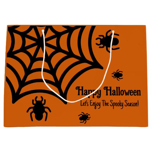 Gepersonaliseerde Spiderweb Halloween Groot Cadeauzakje (Voorkant)