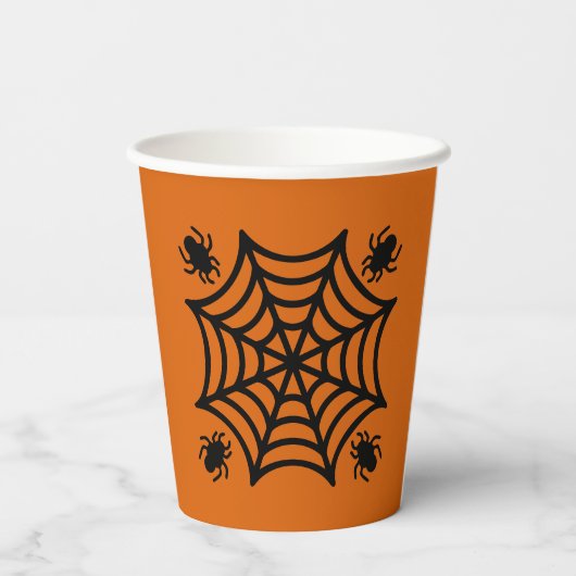 Gepersonaliseerde Spiderweb Halloween Papieren Bekers (Achterkant)