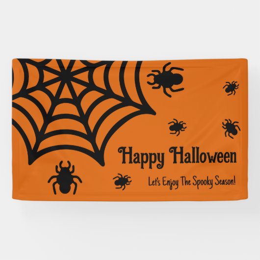 Gepersonaliseerde Spiderweb Halloween Spandoek (Horizontaal)