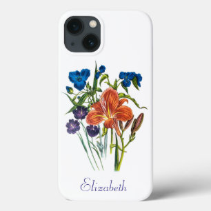 Gepersonaliseerde spiderwort en Daylily Hoesje-Mat iPhone 13 Hoesje