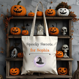 Gepersonaliseerde spookachtige snoepjes voor kinde tote bag