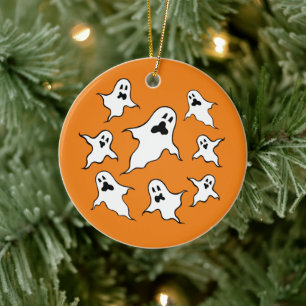 Gepersonaliseerde Spooky Halloween Ghosts Tree Orn Keramisch Ornament