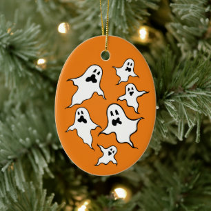 Gepersonaliseerde Spooky Halloween Ghosts Tree Orn Keramisch Ornament