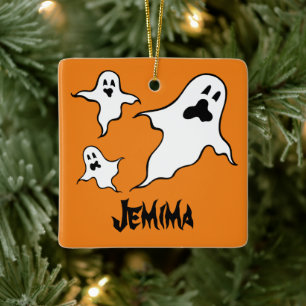 Gepersonaliseerde Spooky Halloween Ghosts Tree Orn Keramisch Ornament