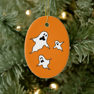 Gepersonaliseerde Spooky Halloween Ghosts Tree Orn Keramisch Ornament