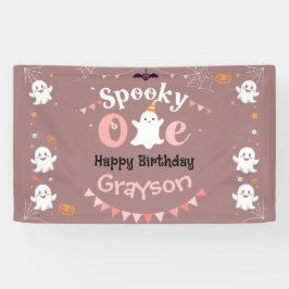 Gepersonaliseerde Spooky Ooky Halloween Verjaardag Spandoek