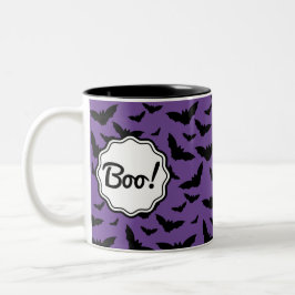 Gepersonaliseerde Spooky Paarse Halloween Black Ba Tweekleurige Koffiemok
