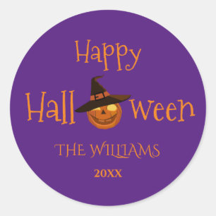 Gepersonaliseerde Spooky Pumpkins Halloween Ronde Sticker
