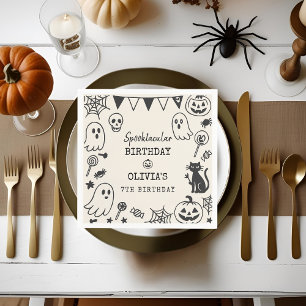 Gepersonaliseerde Spooky Schattige Skeleton & Ghos Servet