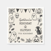 Gepersonaliseerde Spooky Schattige Skeleton & Ghos Servet (Voorkant)