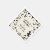 Gepersonaliseerde Spooky Schattige Skeleton & Ghos Servet (Hoek)