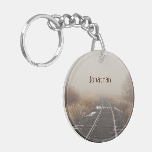 Gepersonaliseerde spoorweg volgt het landschap van sleutelhanger (Voorkant Links)