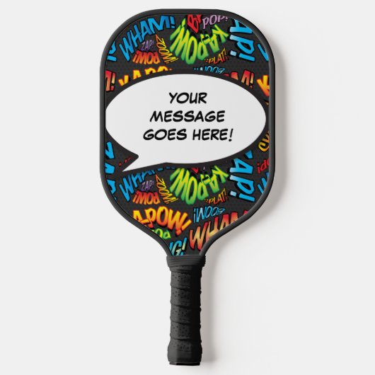 Gepersonaliseerde spraak bubbel grappig cool strip pickleball paddle (Achterkant)
