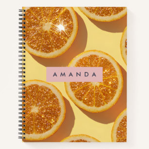 Gepersonaliseerde Sprankelende Citrus Glitters Sin Notitieboek