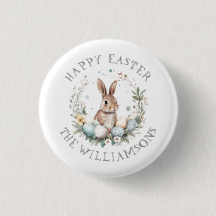 Gepersonaliseerde Spring Bunny Easter Eggs Garland Ronde Button 3,2 Cm