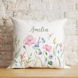 Gepersonaliseerde Spring Floral Waterverf Kussen