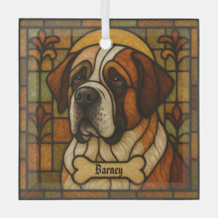 Gepersonaliseerde St. Bernard "Glas in lood" Glas Ornament