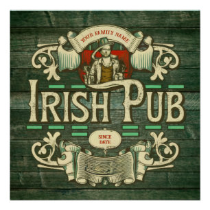 Gepersonaliseerde St Patrick's Day Funny Irish Pub Perfect Poster